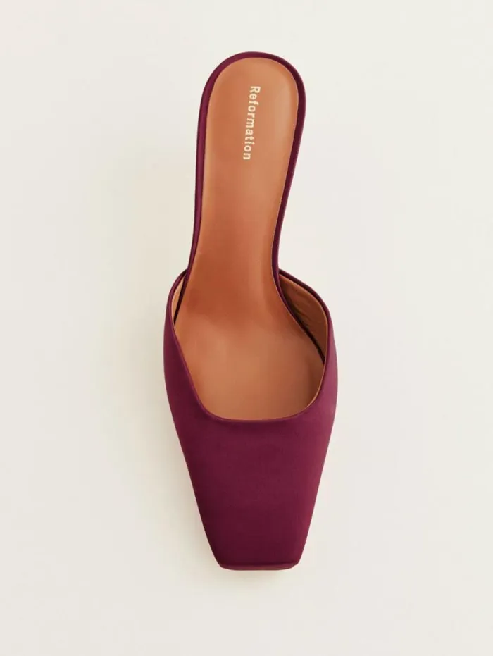 The Reformation Daniela Kitten Mule Dark Cherry Satin 8211 Shoes