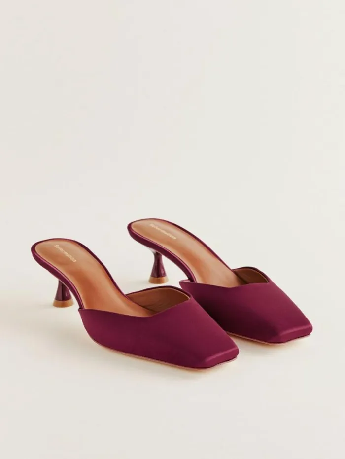 The Reformation Daniela Kitten Mule Dark Cherry Satin 8211 Shoes