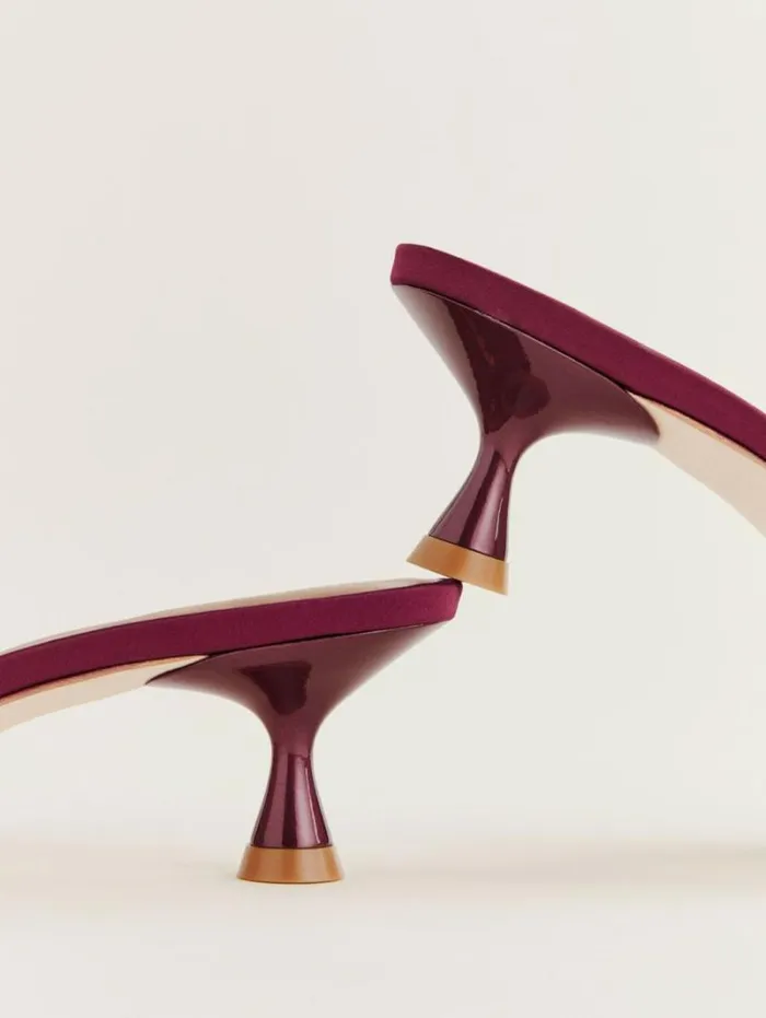 The Reformation Daniela Kitten Mule Dark Cherry Satin 8211 Shoes