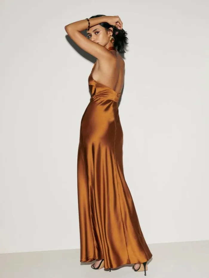 The Reformation Daniela Silk Dress Copper 8211 ClothingWeddings
