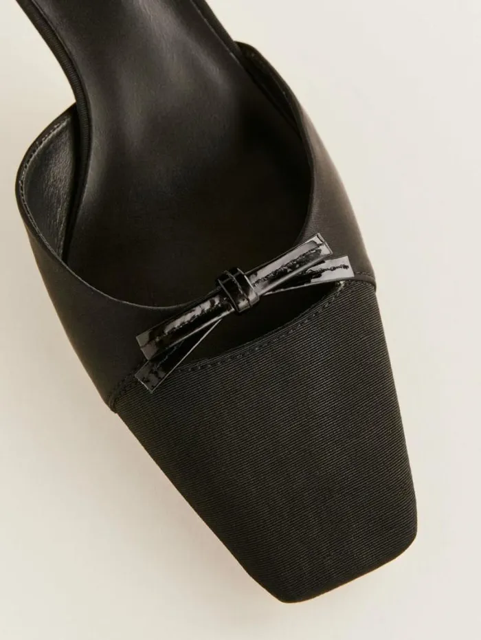 The Reformation Darcy Bow Pump Black Satin 8211 WeddingsShoes