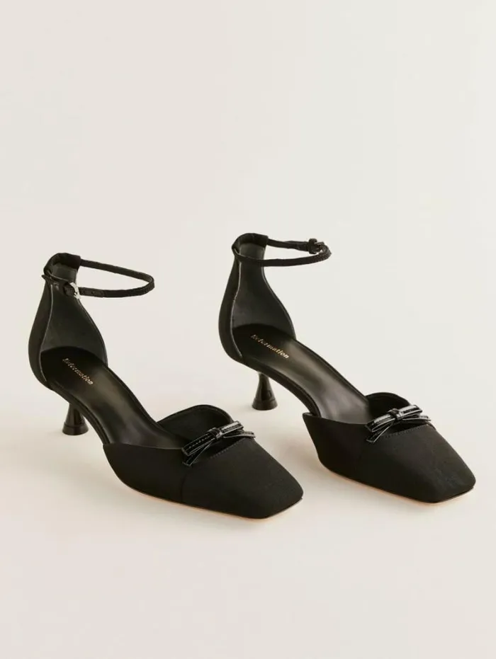 The Reformation Darcy Bow Pump Black Satin 8211 WeddingsShoes