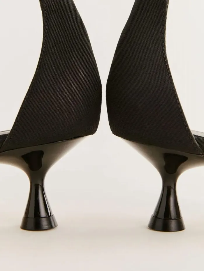 The Reformation Darcy Bow Pump Black Satin 8211 WeddingsShoes