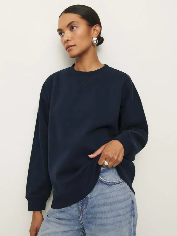 The Reformation Drew Vintage Oversized Crewneck Sweatshirt Midnight 8211 Clothing