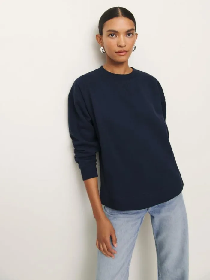 The Reformation Drew Vintage Oversized Crewneck Sweatshirt Midnight 8211 Clothing