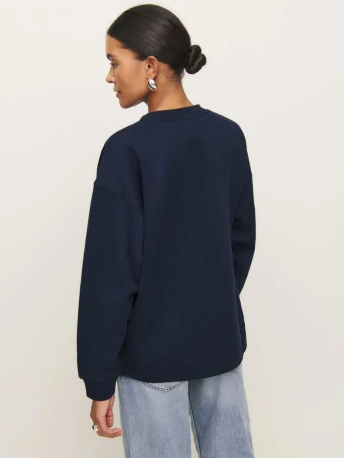The Reformation Drew Vintage Oversized Crewneck Sweatshirt Midnight 8211 Clothing