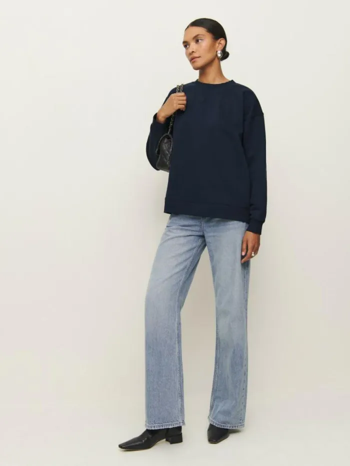 The Reformation Drew Vintage Oversized Crewneck Sweatshirt Midnight 8211 Clothing
