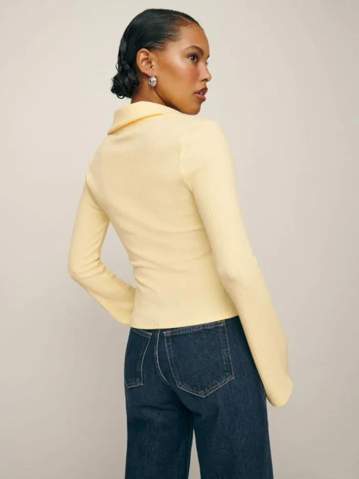 The Reformation Duke Knit Top Buttercream 8211 Clothing