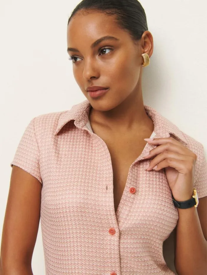 The Reformation Effie Dress Peach Check 8211 Clothing
