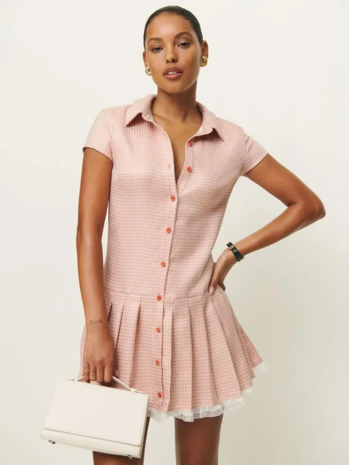 The Reformation Effie Dress Peach Check 8211 Clothing