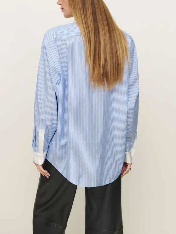 The Reformation Eli Oversized Shirt Blue Stripe 8211 Clothing