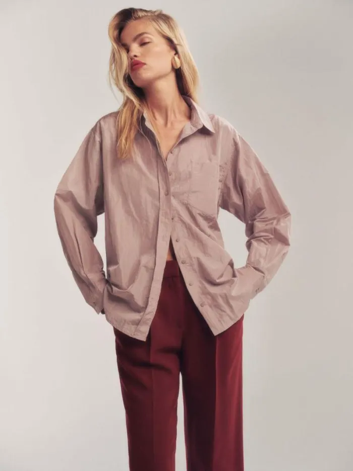 The Reformation Eli Oversized Shirt Blush 8211 Clothing