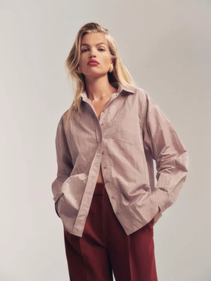 The Reformation Eli Oversized Shirt Blush 8211 Clothing