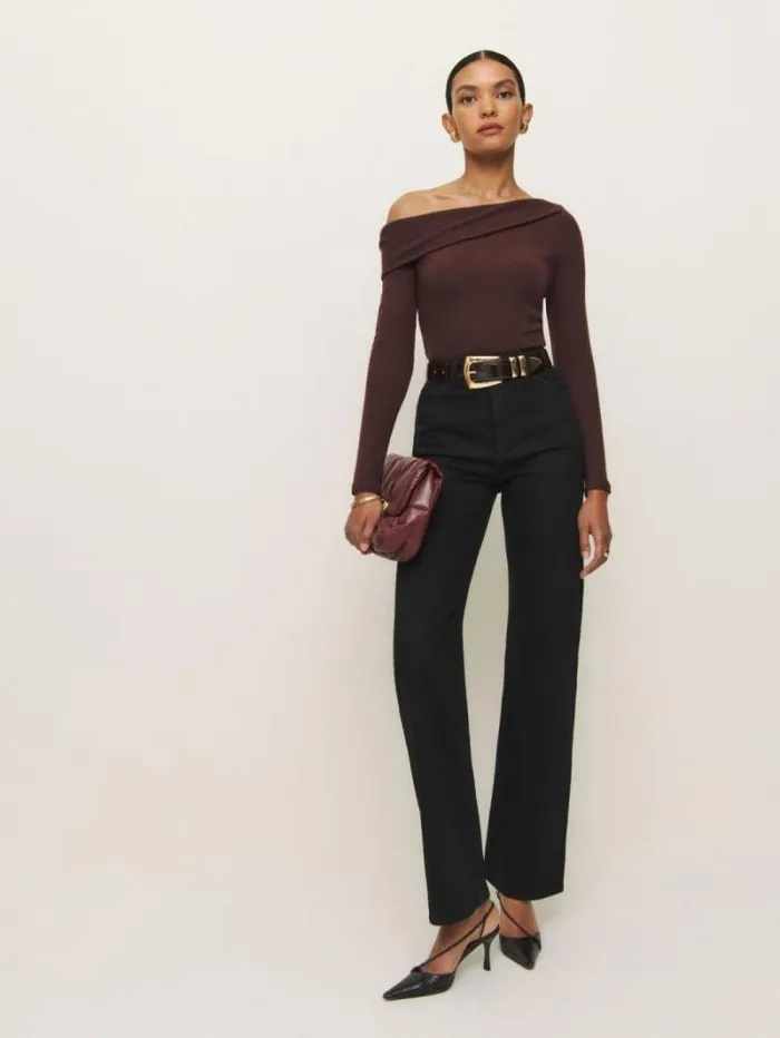 The Reformation Elio Knit Top Mahogany 8211 Clothing