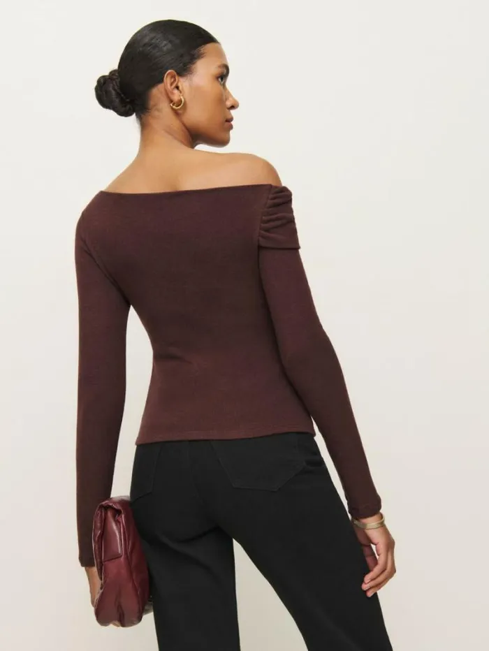 The Reformation Elio Knit Top Mahogany 8211 Clothing