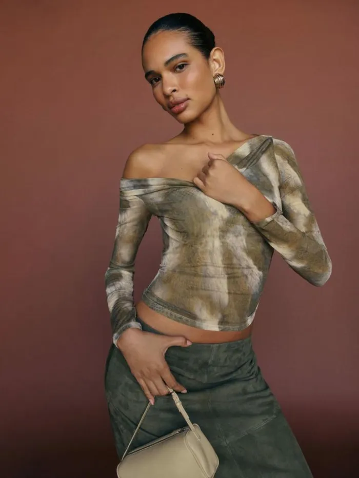 The Reformation Elio Knit Top Pinto 8211 Clothing