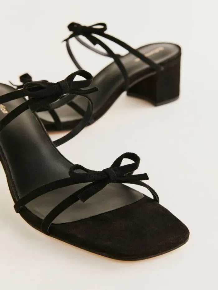 The Reformation Elodie Block Heeled Sandal Black Suede 8211 WeddingsShoes