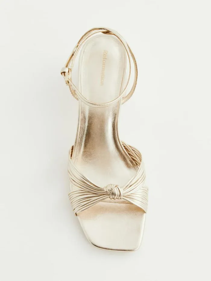 The Reformation Emily Mignon Sandal Gold 8211 WeddingsShoes