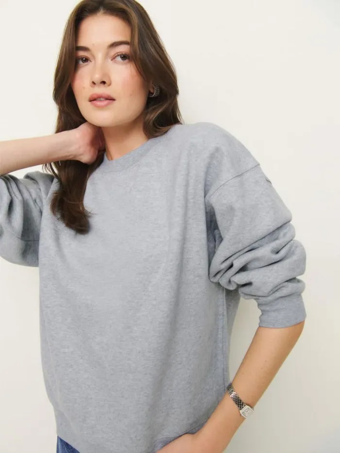 The Reformation Emma Classic Crewneck Sweatshirt Heather Grey 8211 Clothing