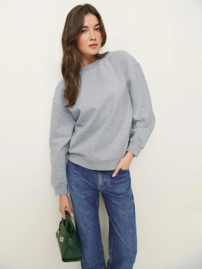 The Reformation Emma Classic Crewneck Sweatshirt Heather Grey 8211 Clothing
