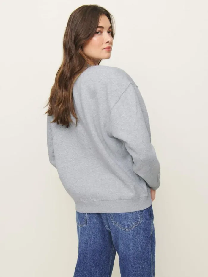 The Reformation Emma Classic Crewneck Sweatshirt Heather Grey 8211 Clothing
