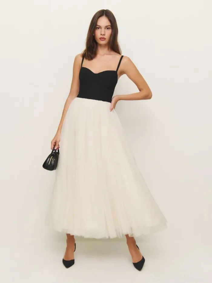 The Reformation Esmarie Dress Black With Ivory 8211 Clothing