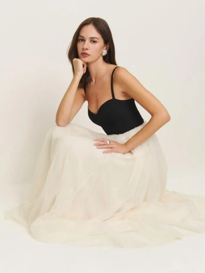 The Reformation Esmarie Dress Black With Ivory 8211 Clothing