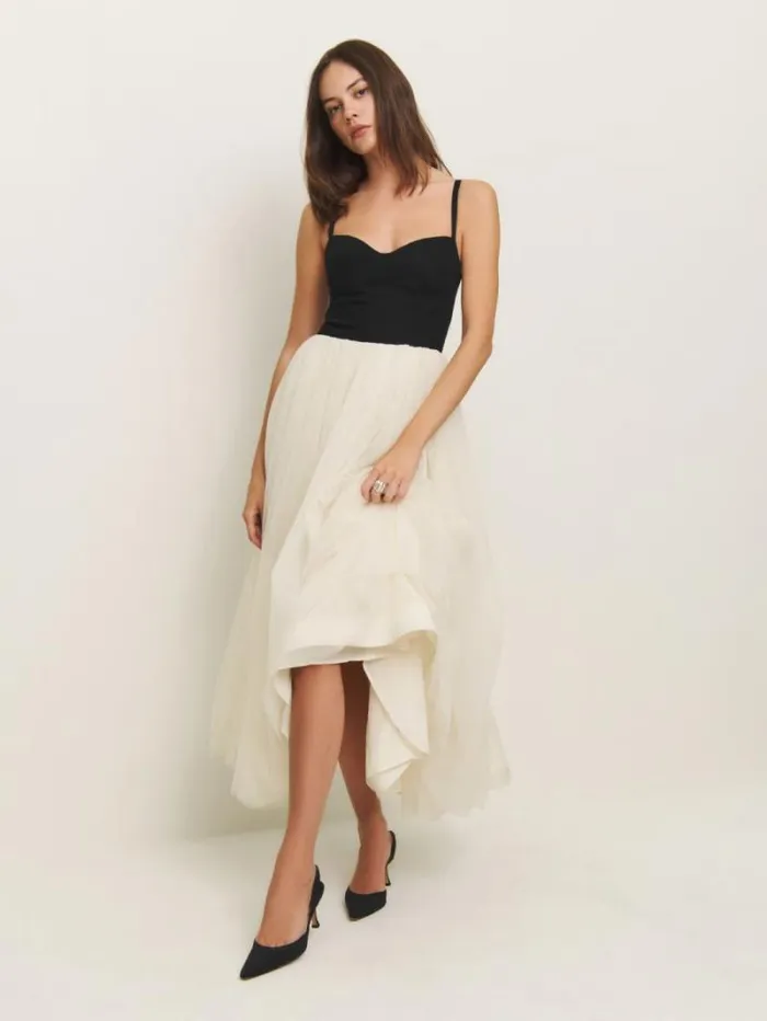 The Reformation Esmarie Dress Black With Ivory 8211 Clothing