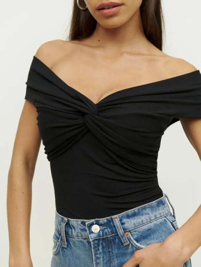 The Reformation Ezlynn Knit Top Black 8211 Clothing