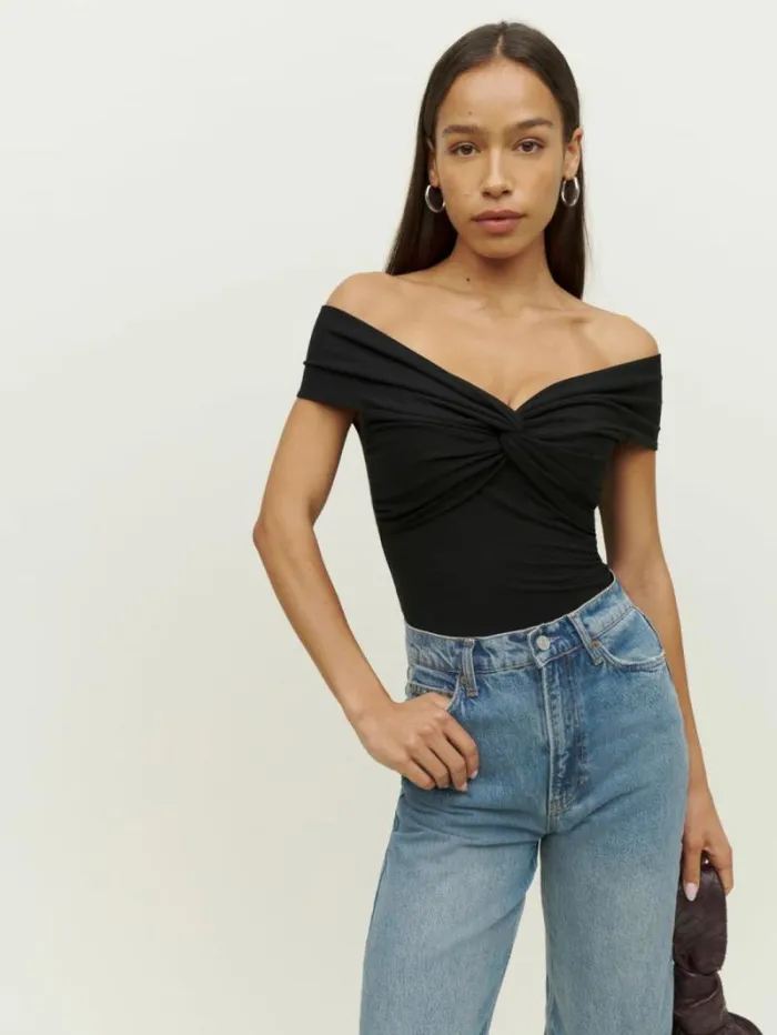 The Reformation Ezlynn Knit Top Black 8211 Clothing