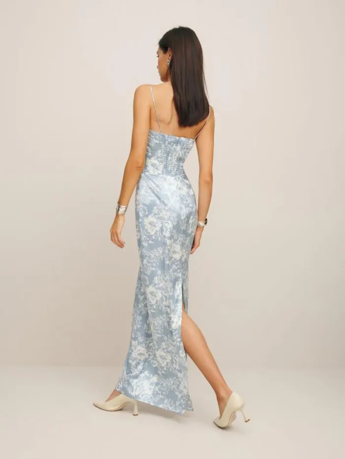 The Reformation Frankie Silk Dress Porcelain 8211 ClothingWeddings