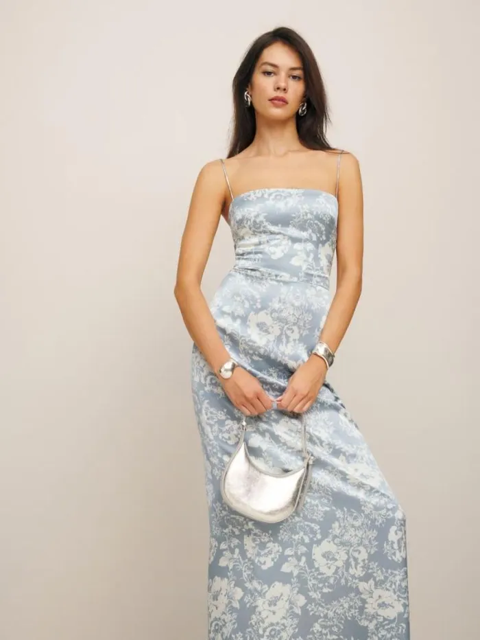 The Reformation Frankie Silk Dress Porcelain 8211 ClothingWeddings