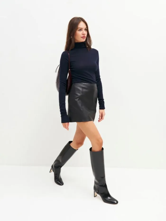 The Reformation Gaelle Knee Boot Black Leather 8211 Shoes