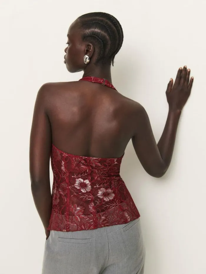 The Reformation Georgia Knit Top Salsa 8211 Clothing