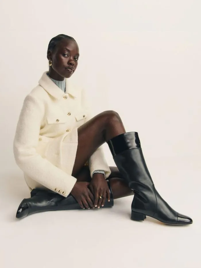 The Reformation Graham Knee High Boot Black Leather 8211 Shoes