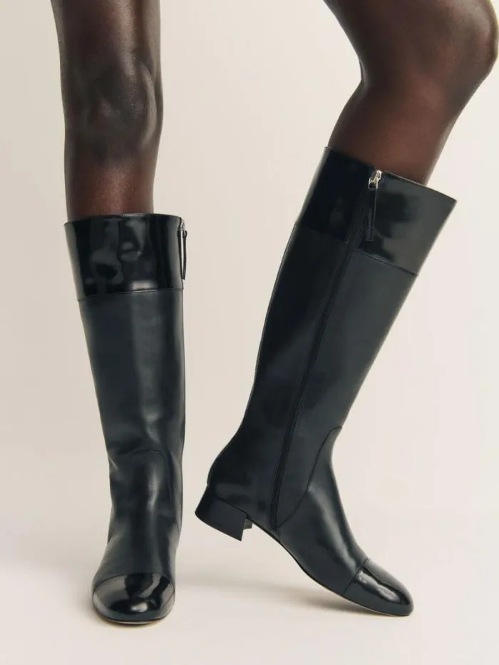 The Reformation Graham Knee High Boot Black Leather 8211 Shoes