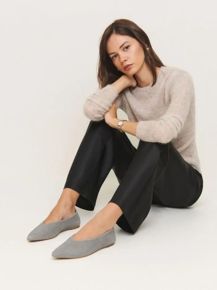 The Reformation Hailey Ballet Flat Shale Suede 8211 Shoes