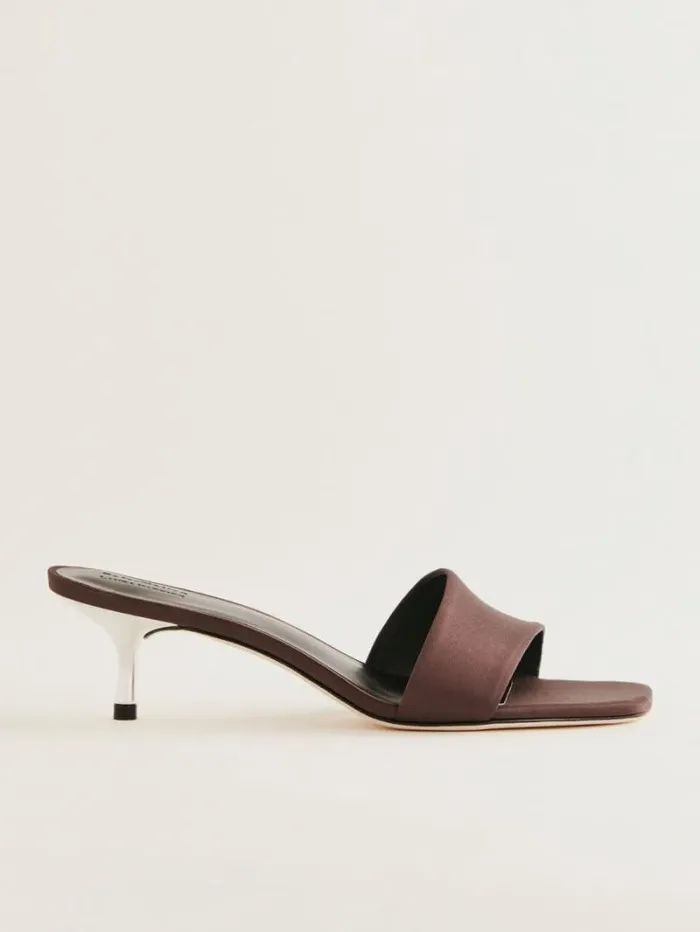 The Reformation Hartzell Heeled Sandal Espresso Satin 8211 WeddingsShoes