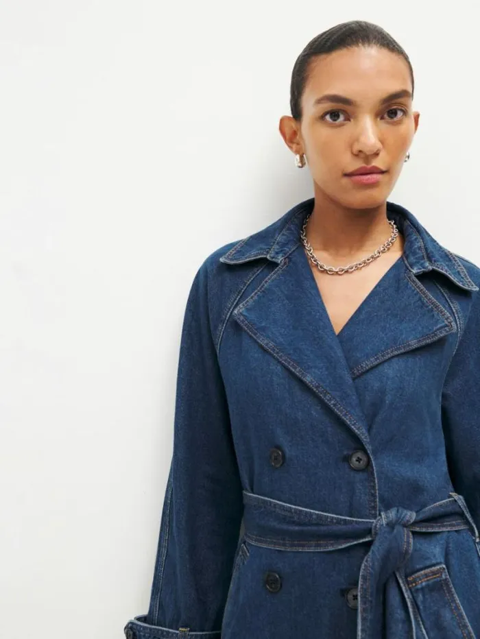 The Reformation Hayes Denim Trench Coat Estes 8211 Clothing