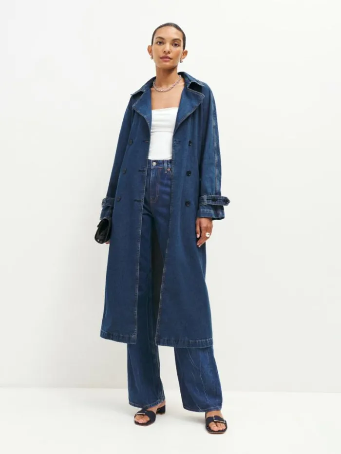 The Reformation Hayes Denim Trench Coat Estes 8211 Clothing