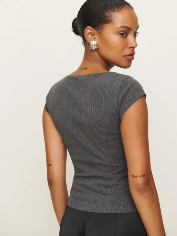 The Reformation Hollyn Top Charcoal Stripe 8211 Clothing