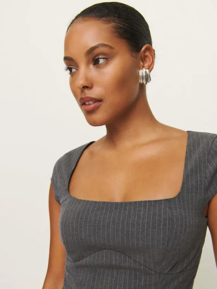 The Reformation Hollyn Top Charcoal Stripe 8211 Clothing