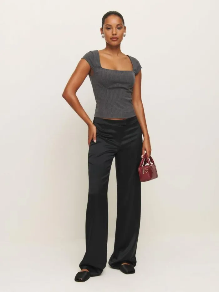 The Reformation Hollyn Top Charcoal Stripe 8211 Clothing