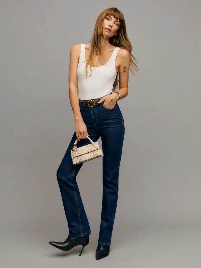 The Reformation Jax Stretch High Rise Straight Jeans Seneca 8211 Clothing