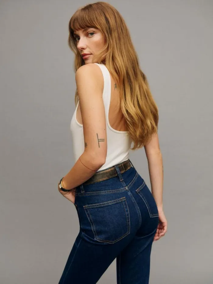 The Reformation Jax Stretch High Rise Straight Jeans Seneca 8211 Clothing