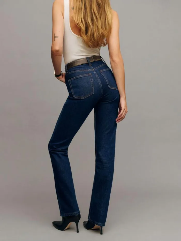 The Reformation Jax Stretch High Rise Straight Jeans Seneca 8211 Clothing