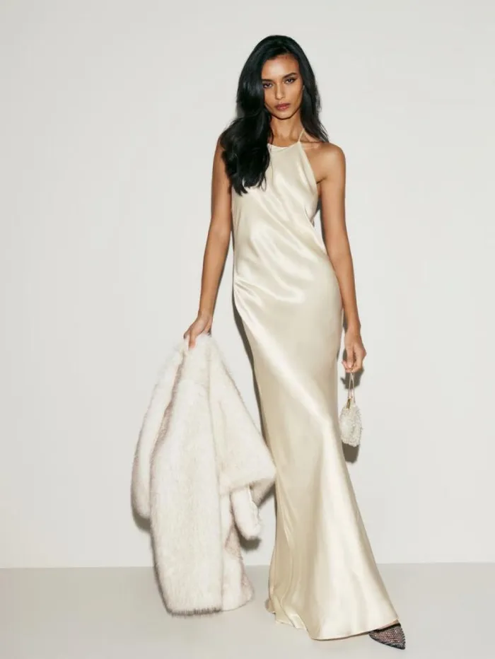 The Reformation Jeany Silk Dress Fior Di Latte 8211 Clothing