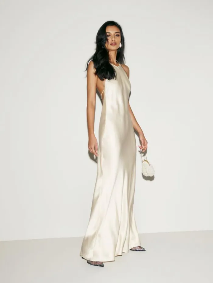 The Reformation Jeany Silk Dress Fior Di Latte 8211 Clothing