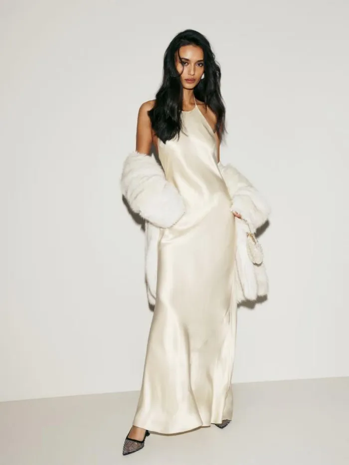 The Reformation Jeany Silk Dress Fior Di Latte 8211 Clothing