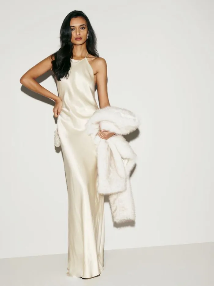 The Reformation Jeany Silk Dress Fior Di Latte 8211 Clothing